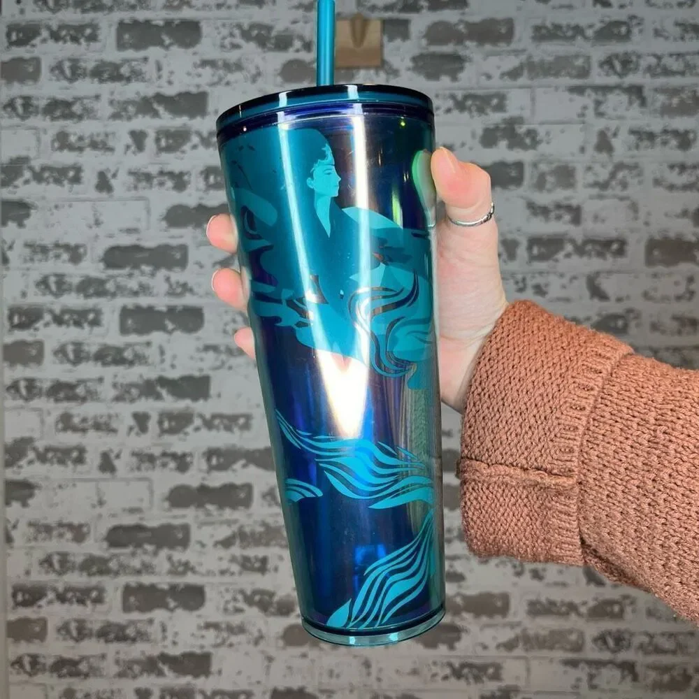 Starbucks | blue travel cup with lid and straw